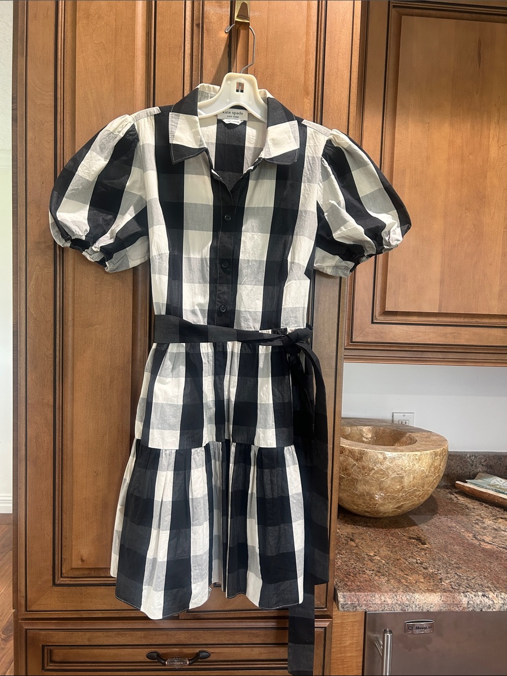 kate spade Black and White Gingham Midi Dress